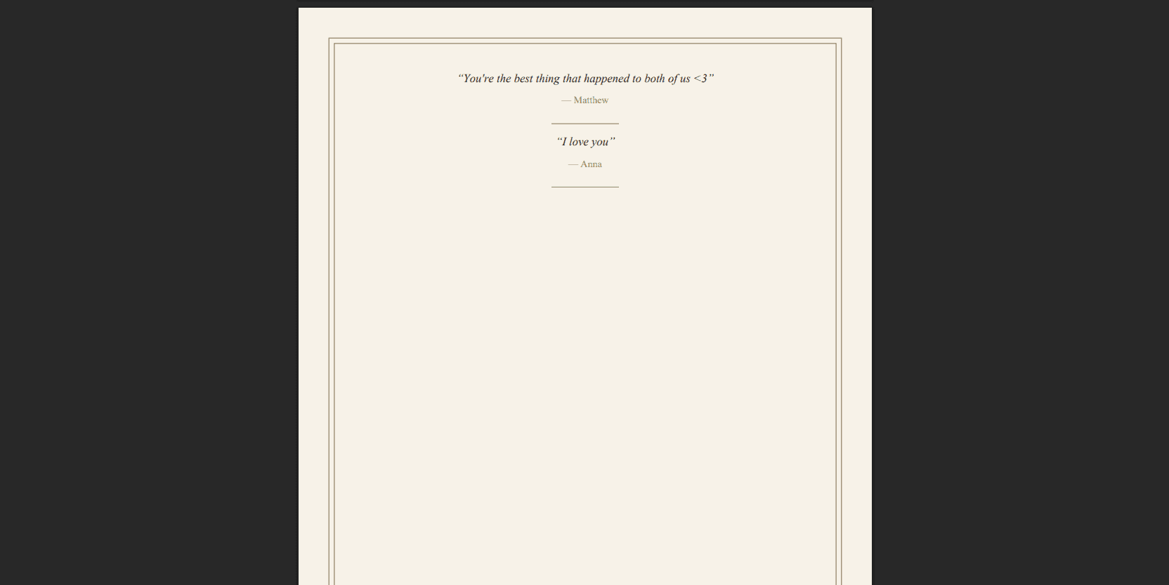 Screenshot of the guestbook note prompt shown right after a guest submits a song request, plus a sample collected notes list